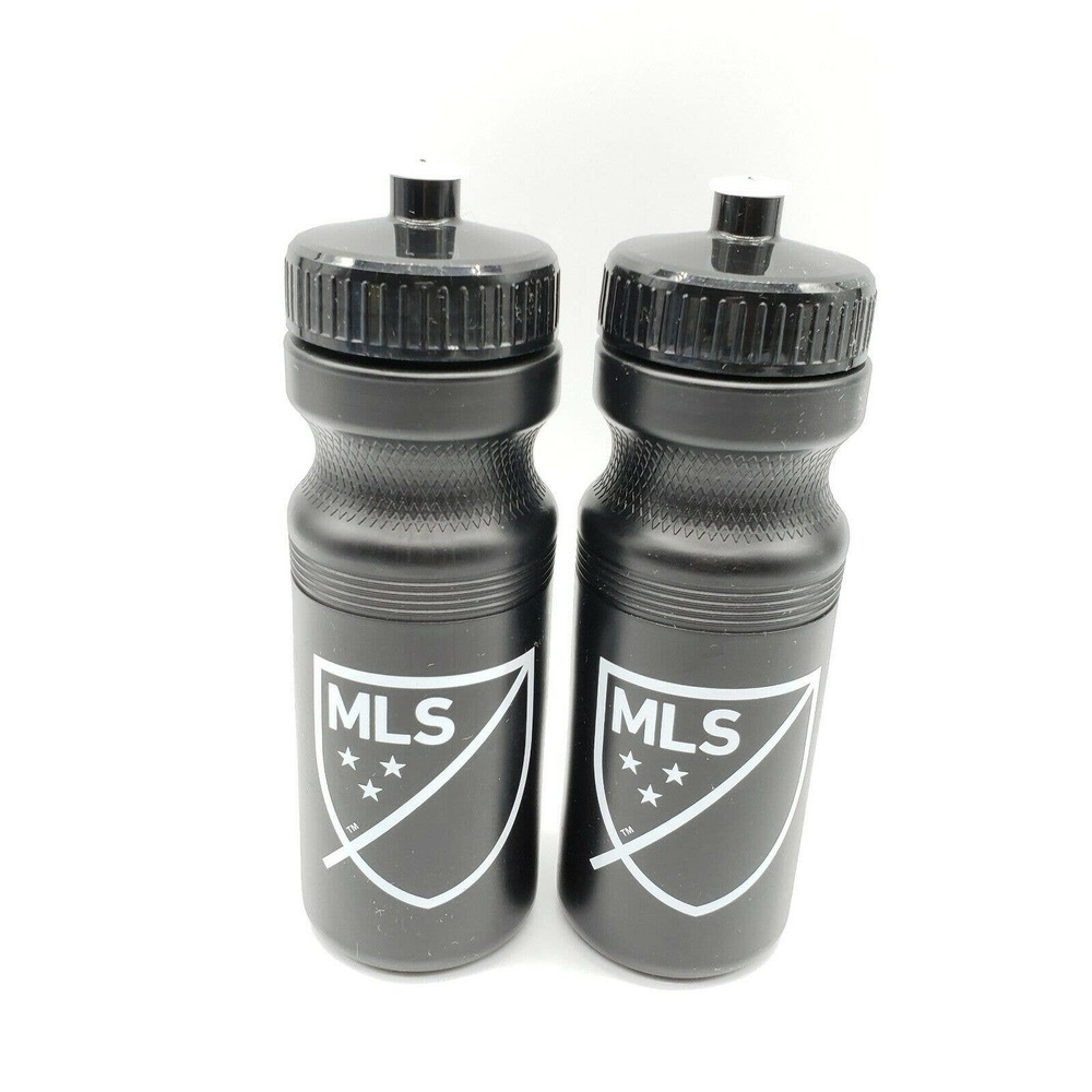 New!!  (2) MLS Squeeze Water Bottle 24oz - Black (BPA Free) Soccer Sports Bottle